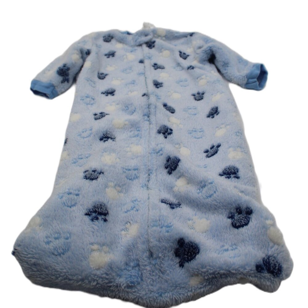 Baby Gear Light Blue Paw Print Long Sleeve Plush Sleeping Sack Unisex 0-9 Months